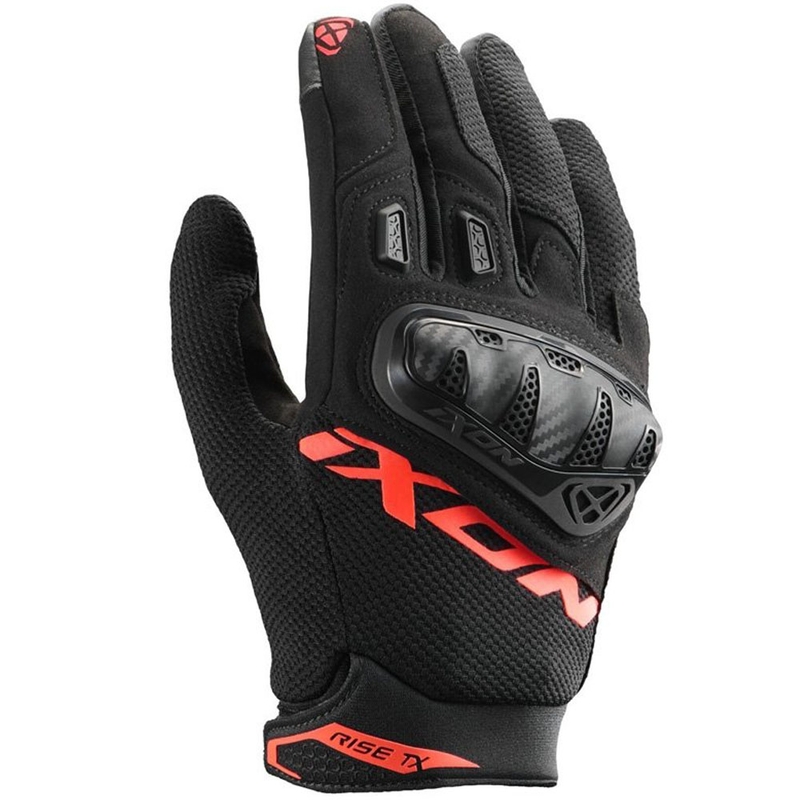 Rękawice motocyklowe IXON Rise TX czarno-fluo czerwone