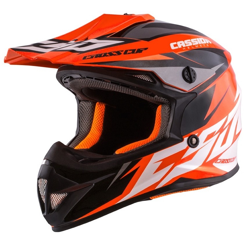 Dziecięcy kask motocrossowy Cassida Cross Cup Two czarno-biało-fluo pomarańczowy