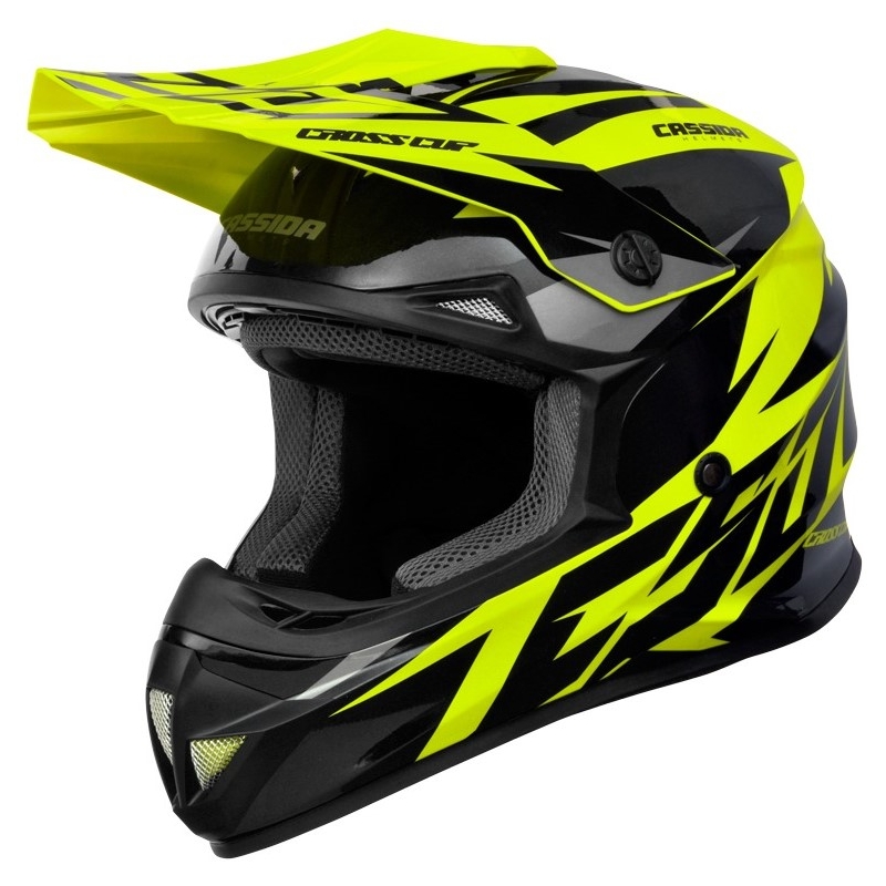 Dziecięcy kask motocrossowy Cassida Cross Cup Two czarno-szaro-fluo żółty