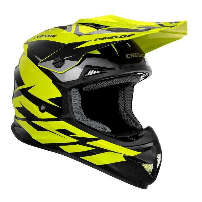 Dziecięcy kask motocrossowy Cassida Cross Cup Two czarno-szaro-fluo żółty