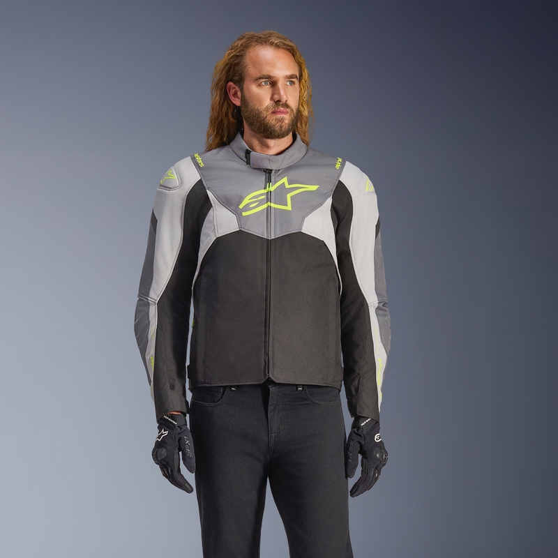 Kurtka motocyklowa Alpinestars T-JAWS V4 wodoodporna czarno-jasnoszara-szara