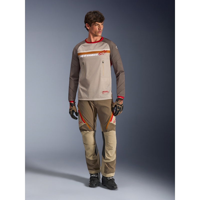 Koszulka motocrossowa Alpinestars Maxdura Dual brązowo-pomarańczowa
