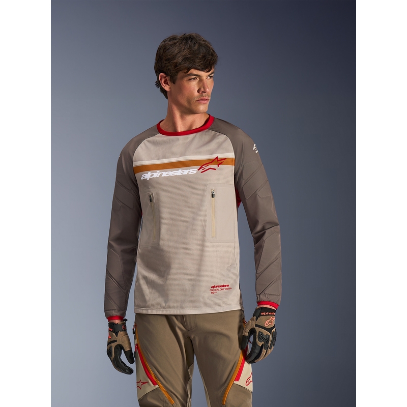 Koszulka motocrossowa Alpinestars Maxdura Dual brązowo-pomarańczowa