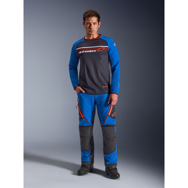 Koszulka motocrossowa Alpinestars Maxdura Dual ciemnoszaro-niebiesko-pomarańczowa