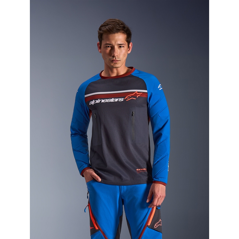 Koszulka motocrossowa Alpinestars Maxdura Dual ciemnoszaro-niebiesko-pomarańczowa