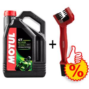 Motul 5100 Ester 10W-40 4L Olej Zestaw + Szczotka do Czyszczenia Łańcucha