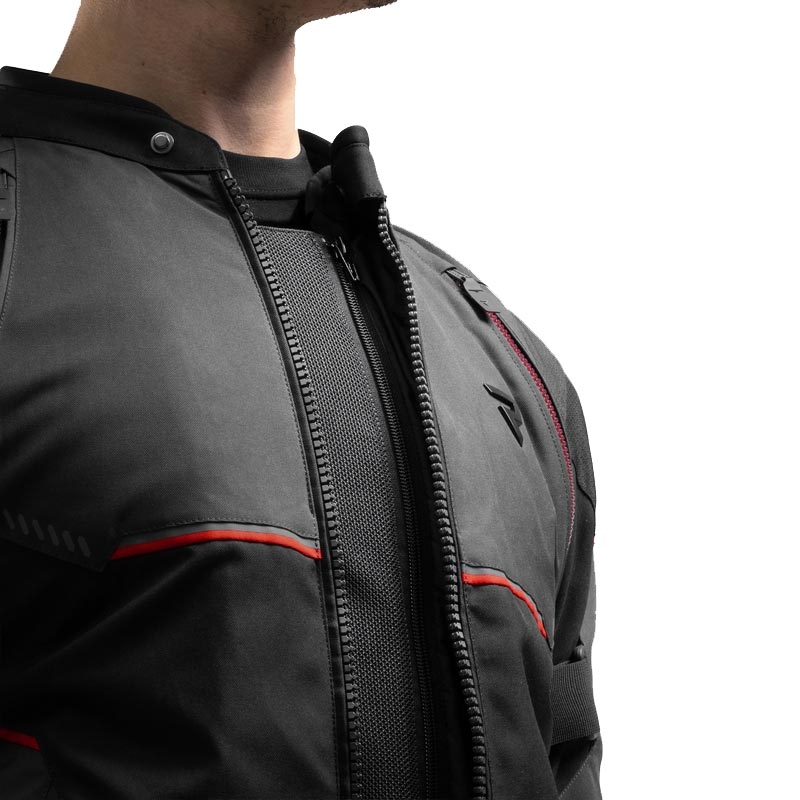 Kurtka motocyklowa Rebelhorn Swift czarno-ciemnoszaro-czerwona