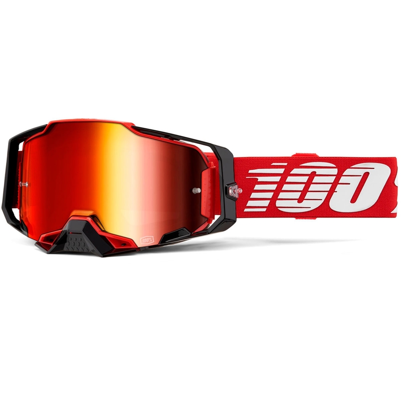Okulary motocrossowe 100% Armega Red z czerwonym pleksiglasem