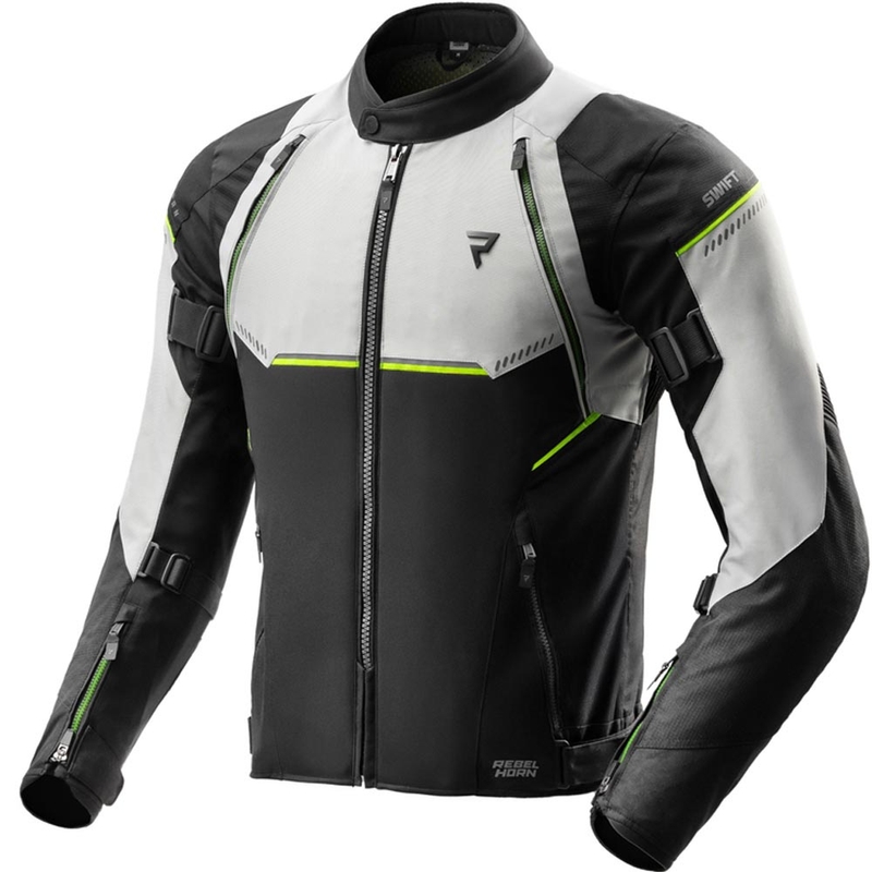 Kurtka motocyklowa Rebelhorn Swift jasnoszara-fluo-żółta