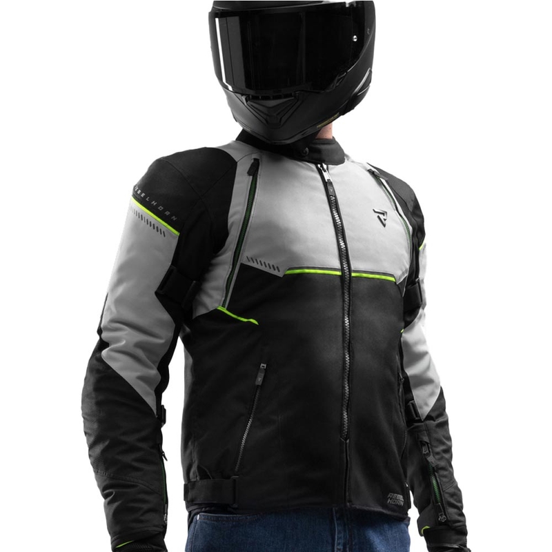 Kurtka motocyklowa Rebelhorn Swift jasnoszara-fluo-żółta