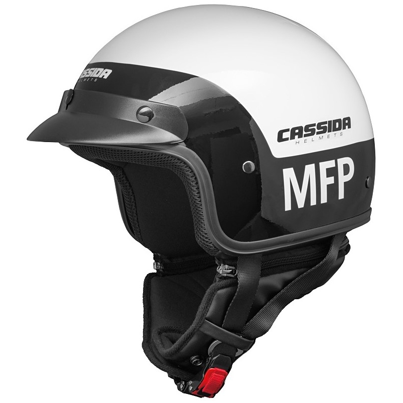 Otwarty kask motocyklowy Cassida Police MFP czarno-biały