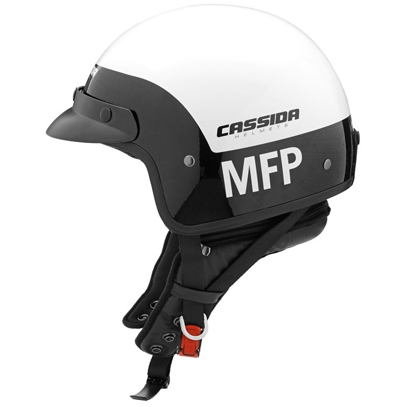 Otwarty kask motocyklowy Cassida Police MFP czarno-biały