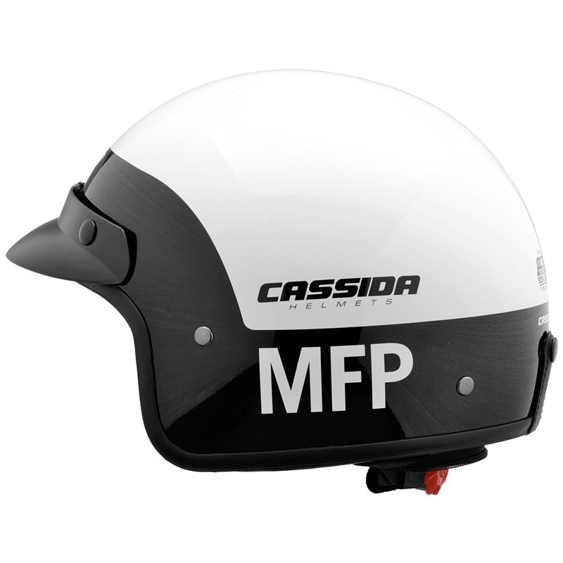 Otwarty kask motocyklowy Cassida Police MFP czarno-biały