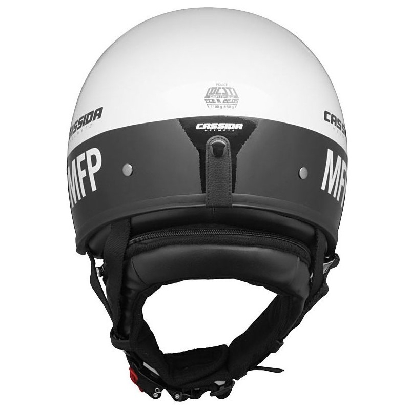 Otwarty kask motocyklowy Cassida Police MFP czarno-biały