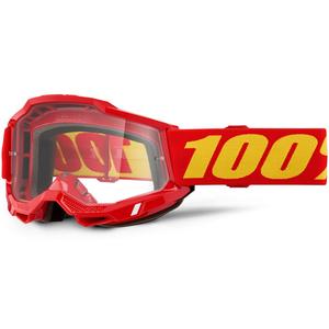 Okulary motocrossowe 100% ACCURI 2 OTG czerwone z przezroczystym pleksiglasem