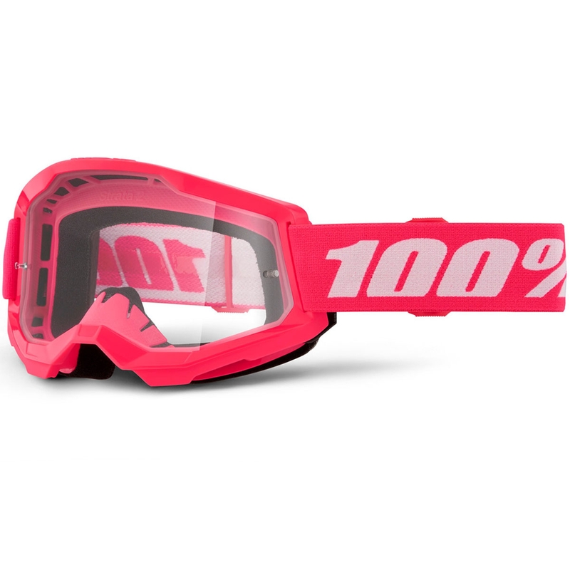Gogle motocrossowe 100% STRATA 2 NOWE różowe z przezroczystym pleksiglasem