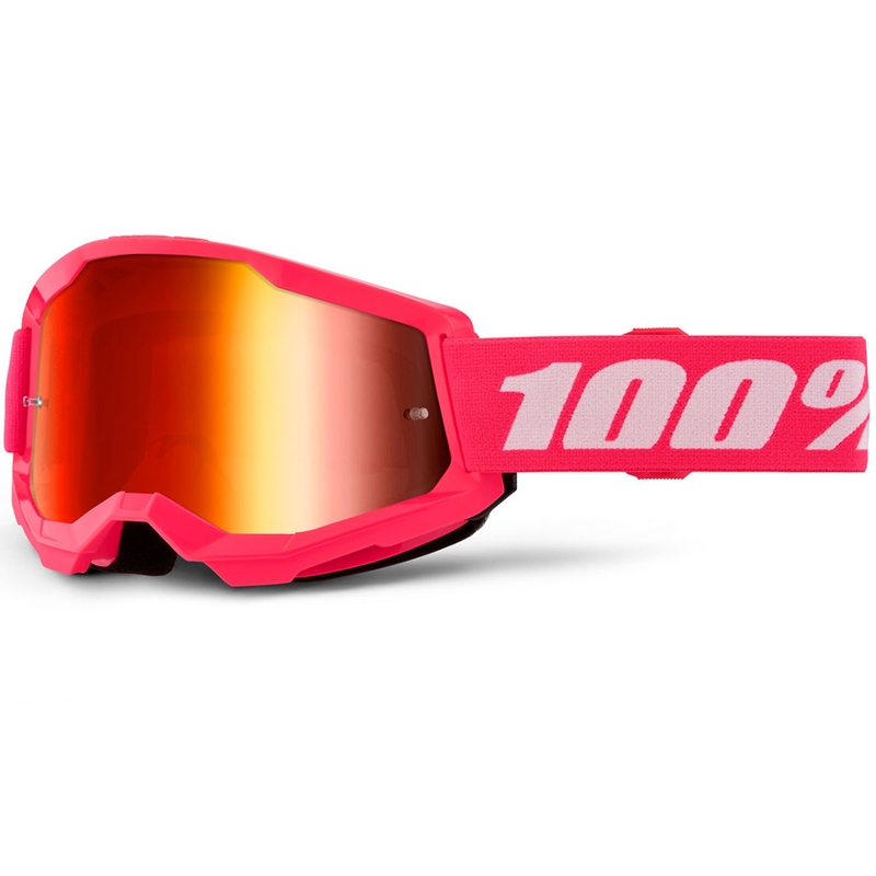 Gogle motocrossowe 100% STRATA 2 NOWE różowe z czerwonym pleksiglasem