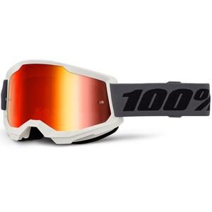 Gogle motocrossowe 100% STRATA 2 NOWE szare z czerwonym pleksiglasem