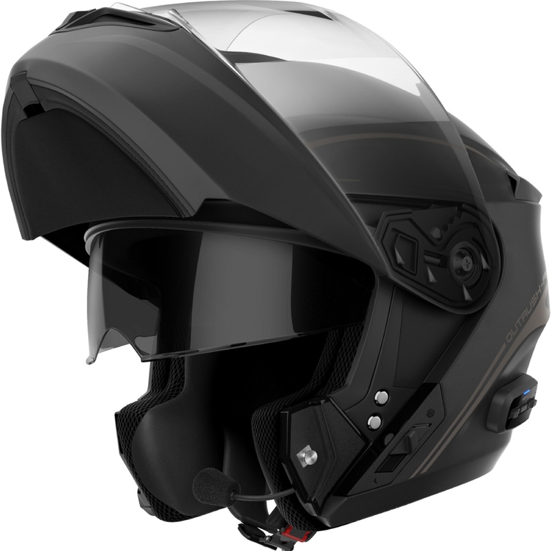 Kask motocyklowy z odchylanym daszkiem i zestawem słuchawkowym SENA Outrush R czarny mat