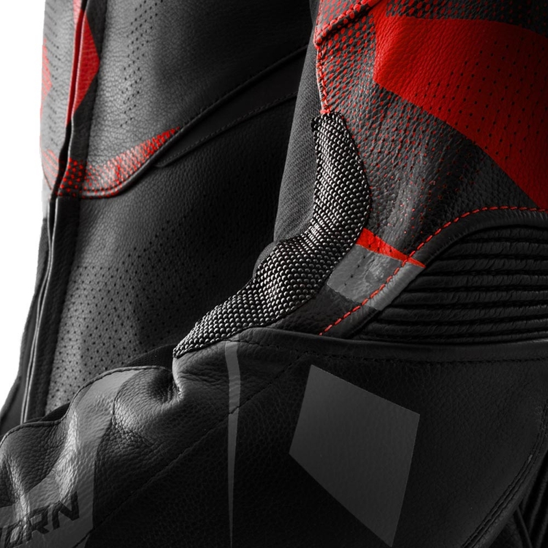 Kurtka motocyklowa skórzana Rebelhorn Inferno czarno-fluo czerwona