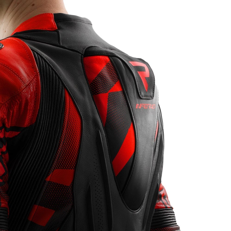 Kurtka motocyklowa skórzana Rebelhorn Inferno czarno-fluo czerwona