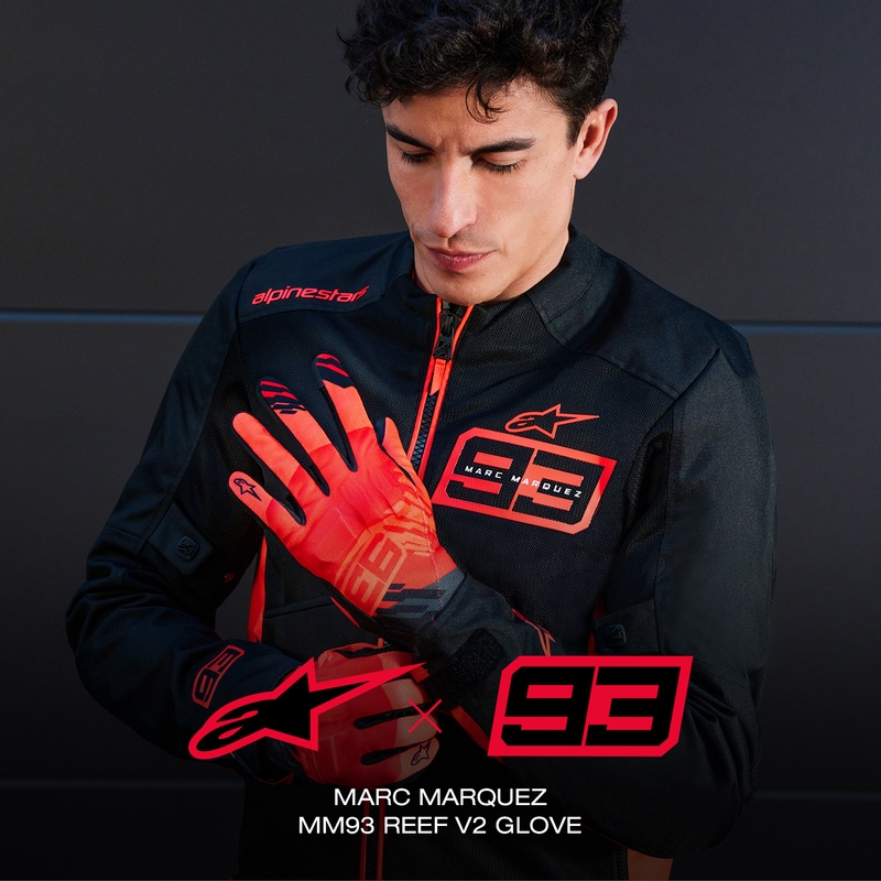 Rękawice motocyklowe Alpinestars Reef V2 MM93 Fluo Collection Red-Red-Black