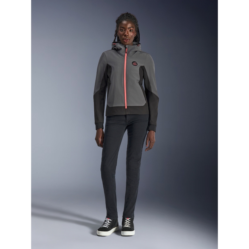 Kurtka motocyklowa damska Alpinestars Stella Radium Tech Hoodie w kolorze ciemnoszarym, czarnym i różowym
