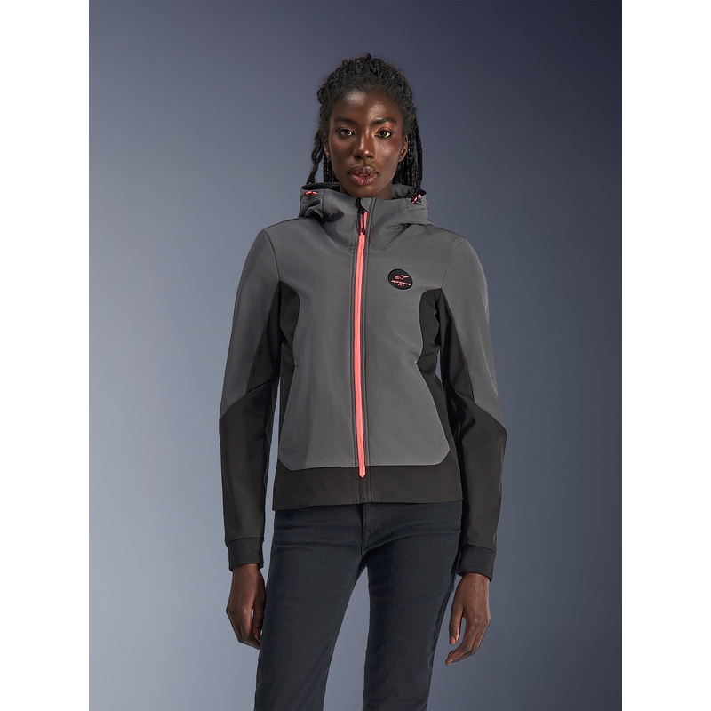 Kurtka motocyklowa damska Alpinestars Stella Radium Tech Hoodie w kolorze ciemnoszarym, czarnym i różowym