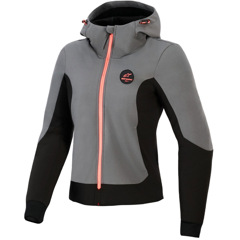 Kurtka motocyklowa damska Alpinestars Stella Radium Tech Hoodie w kolorze ciemnoszarym, czarnym i różowym