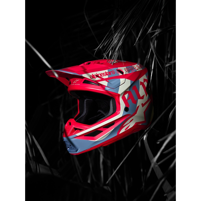 Kask motocrossowy Alpinestars Supertech S-M7 w limitowanej edycji Beast Coast w kolorze szaro-czarno-pomarańczowym