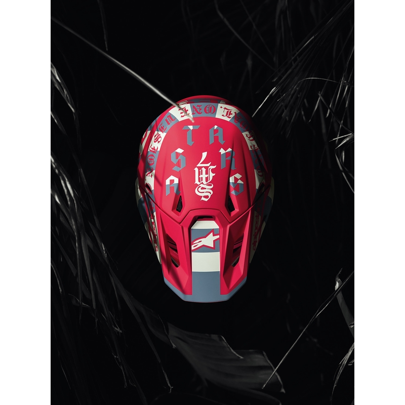 Kask motocrossowy Alpinestars Supertech S-M7 w limitowanej edycji Beast Coast w kolorze szaro-czarno-pomarańczowym