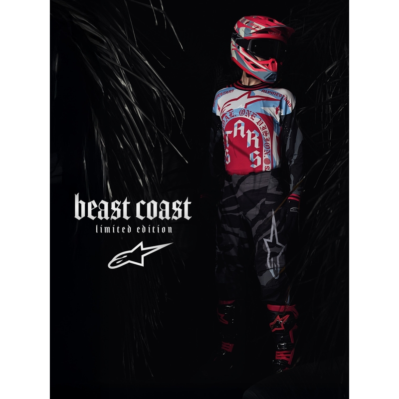 Kask motocrossowy Alpinestars Supertech S-M7 w limitowanej edycji Beast Coast w kolorze szaro-czarno-pomarańczowym