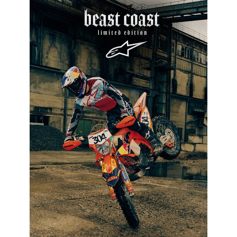 Kask motocrossowy Alpinestars Supertech S-M7 w limitowanej edycji Beast Coast w kolorze szaro-czarno-pomarańczowym