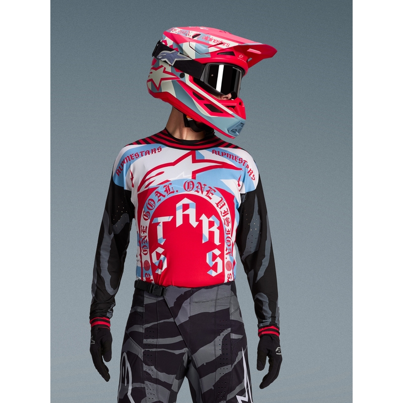 Koszulka motocrossowa Alpinestars Techstar w limitowanej edycji Beast Coast w kolorze szaro-czarno-pomarańczowym