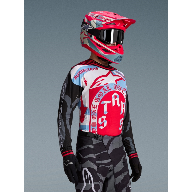 Koszulka motocrossowa Alpinestars Techstar w limitowanej edycji Beast Coast w kolorze szaro-czarno-pomarańczowym