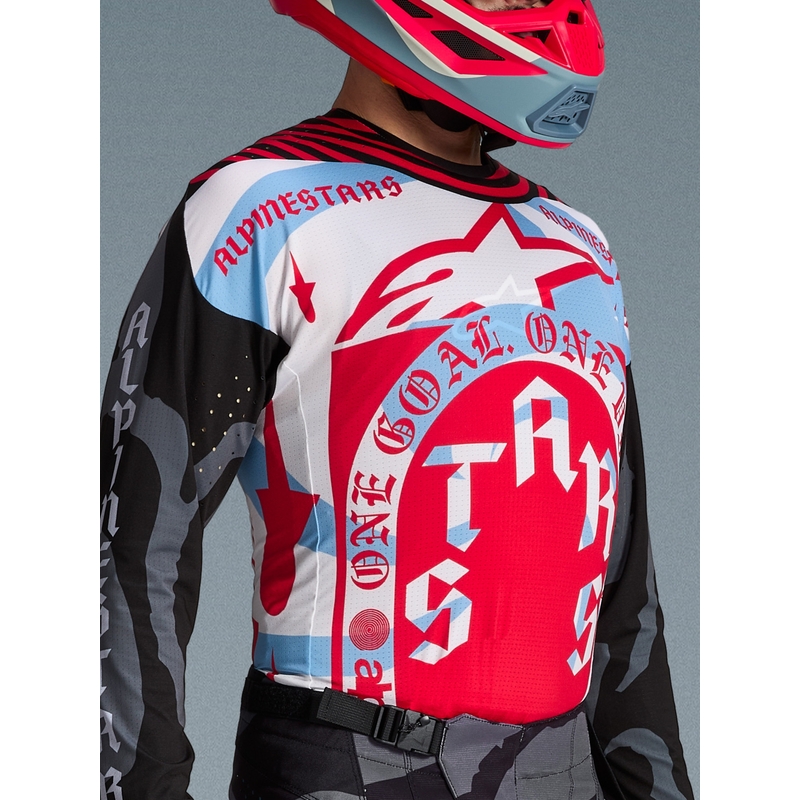 Koszulka motocrossowa Alpinestars Techstar w limitowanej edycji Beast Coast w kolorze szaro-czarno-pomarańczowym