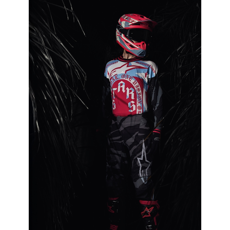Koszulka motocrossowa Alpinestars Techstar w limitowanej edycji Beast Coast w kolorze szaro-czarno-pomarańczowym