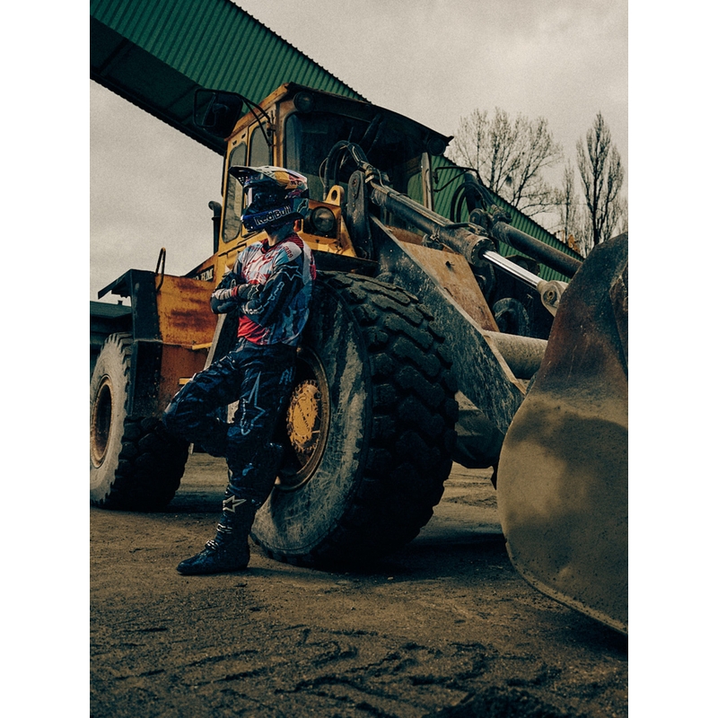 Koszulka motocrossowa Alpinestars Techstar w limitowanej edycji Beast Coast w kolorze szaro-czarno-pomarańczowym