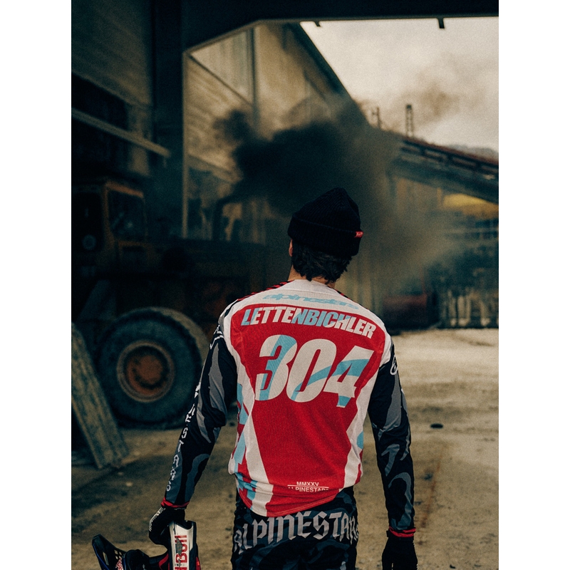 Koszulka motocrossowa Alpinestars Techstar w limitowanej edycji Beast Coast w kolorze szaro-czarno-pomarańczowym