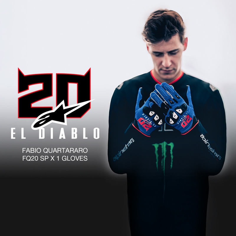Kolekcja rękawic motocyklowych Alpinestars SP X 1 FQ20 w kolorze niebiesko-czarno-fluo-czerwonym