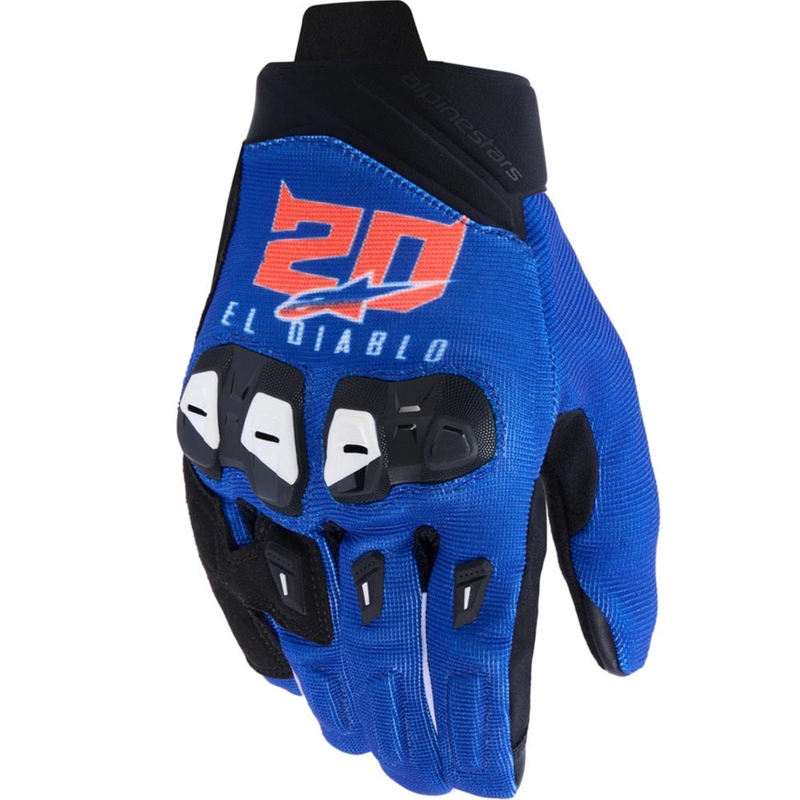 Kolekcja rękawic motocyklowych Alpinestars SP X 1 FQ20 w kolorze niebiesko-czarno-fluo-czerwonym