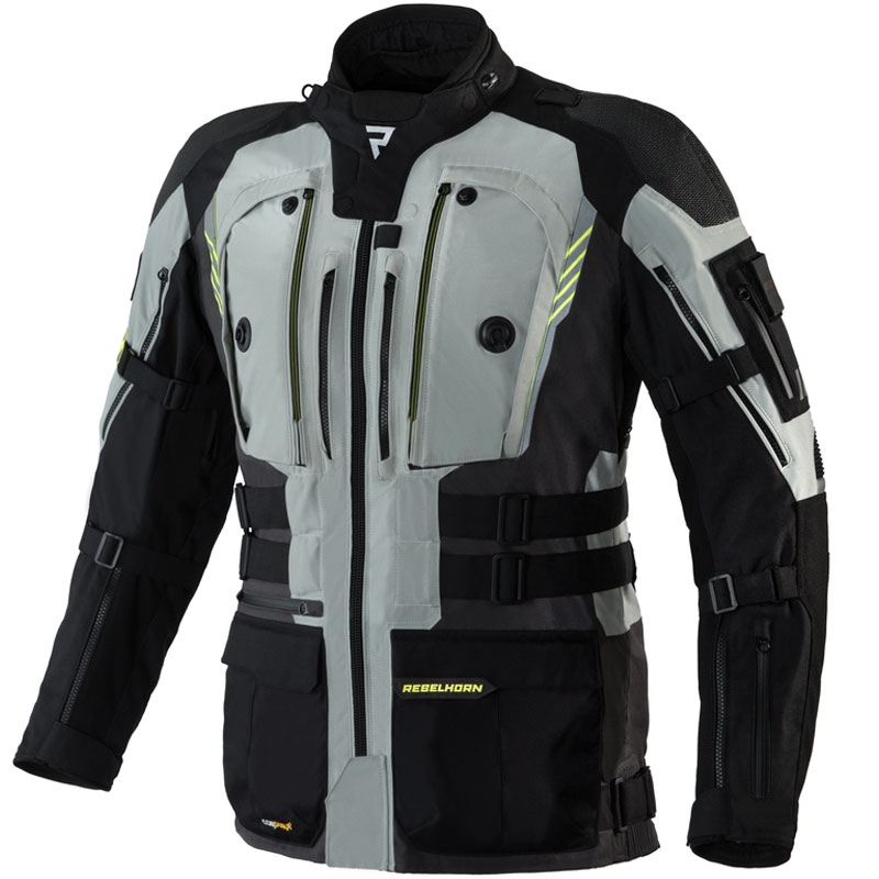 Kurtka motocyklowa Rebelhorn Patrol szaro-czarno-fluo żółta