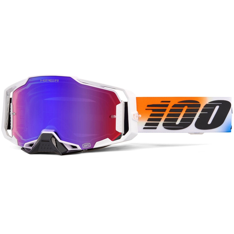Gogle motocrossowe 100% ARMEGA HIPER UNITED z czerwono-niebieskimi soczewkami HIPER