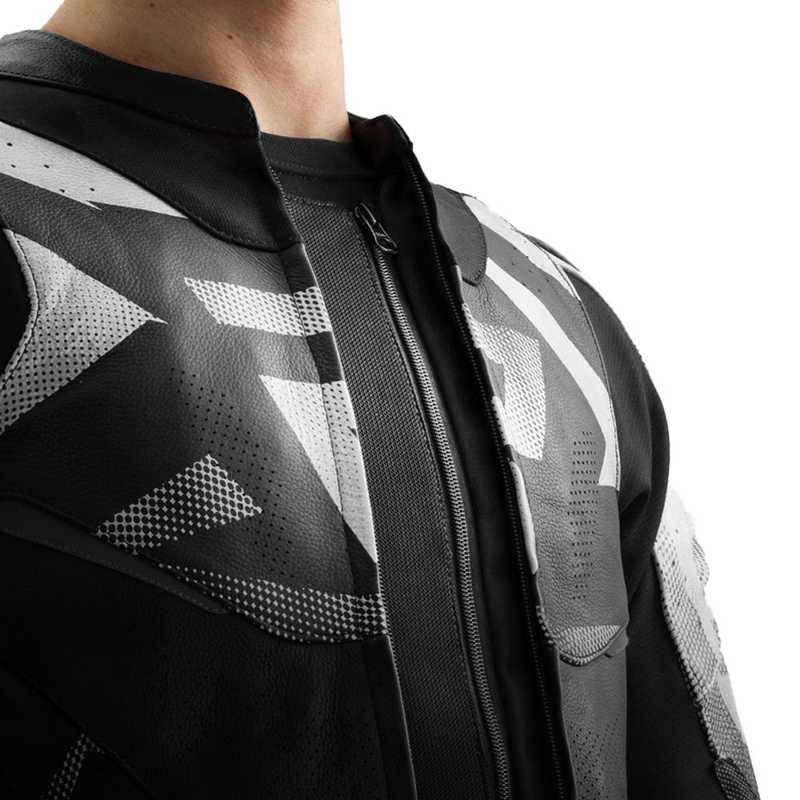 Kurtka motocyklowa skórzana Rebelhorn Inferno czarno-biała