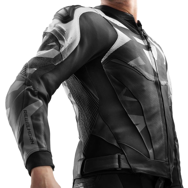 Kurtka motocyklowa skórzana Rebelhorn Inferno czarno-biała