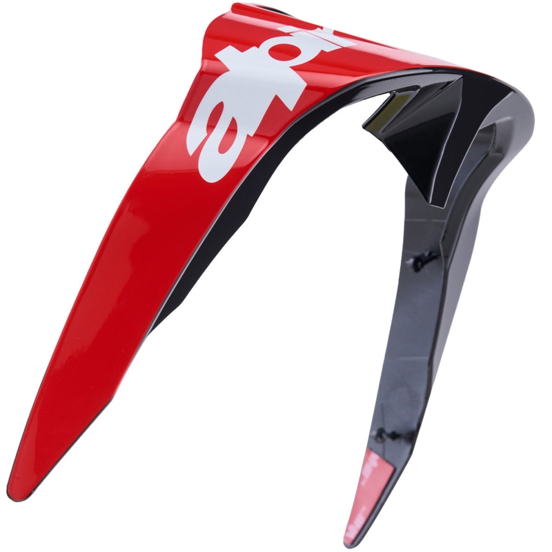 Aerodynamiczny spoiler do kasków motocyklowych Alpinestars Supertech R10 Arius o standardowym profilu, fluorescencyjnym, czerwono-czerwono-białym