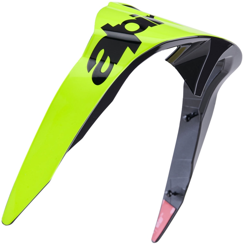 Aerodynamiczny spoiler do kasków motocyklowych Alpinestars Supertech R10 Arius o standardowym profilu, w kolorze żółto-czarnym fluo