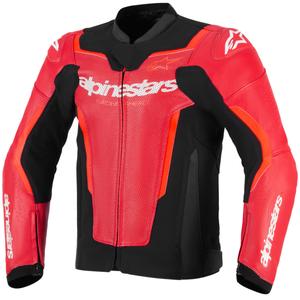 Kurtka motocyklowa skórzana Alpinestars GP Force V2 Airflow w kolorze czerwono-czarno-białym fluo