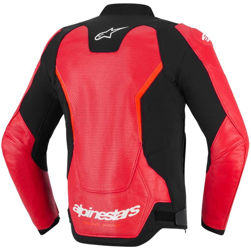 Kurtka motocyklowa skórzana Alpinestars GP Force V2 Airflow w kolorze czerwono-czarno-białym fluo