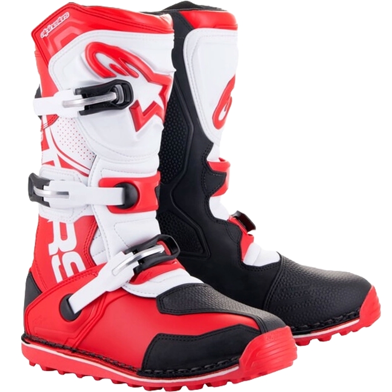 Biało-czerwono-czarne buty motocyklowe Alpinestars Tech Trial